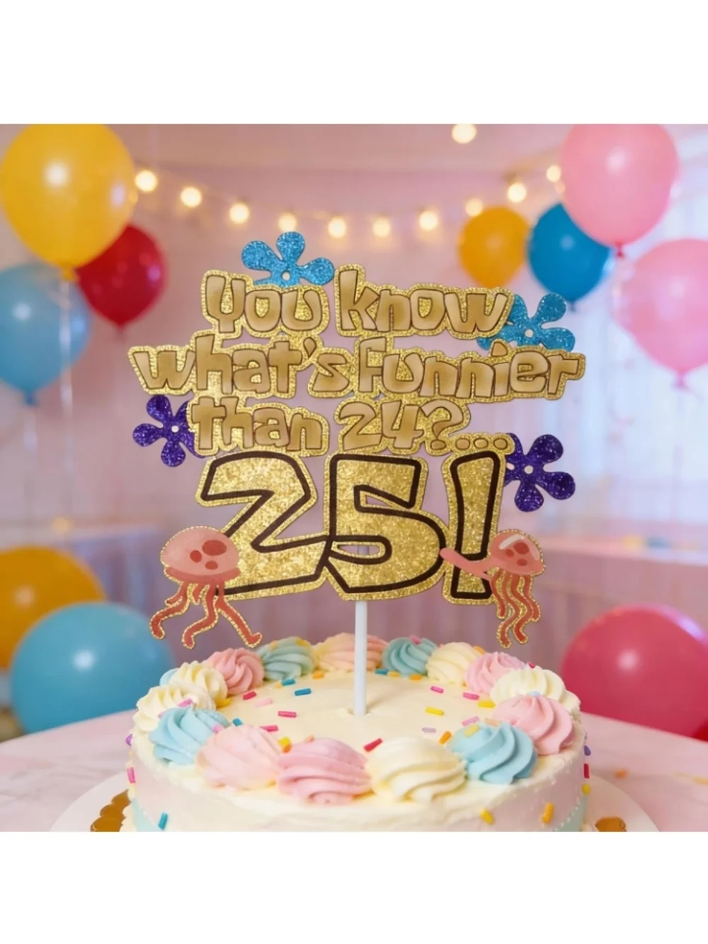 Birthday Cake Topper - Gold 